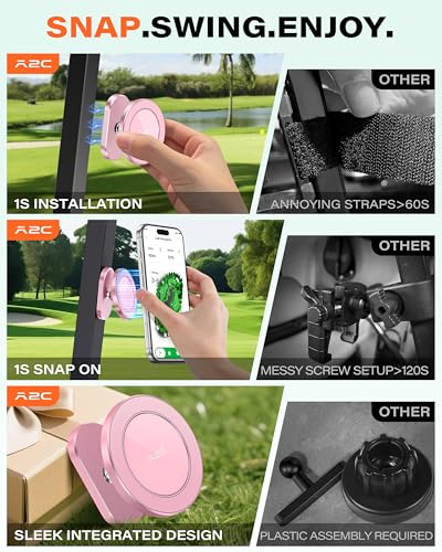 Pink Alloy Magnetic Golf Cart Phone Holder (Pink (1 Count))
