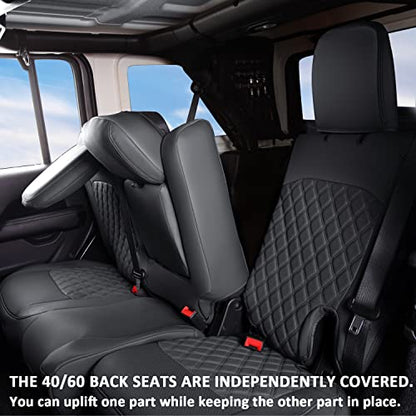 Wrangler JL Seat Covers Custom Fit for Jeep Wrangler (Black / 18-26 JL 4 Door With Rear Cup Holder Full Set)