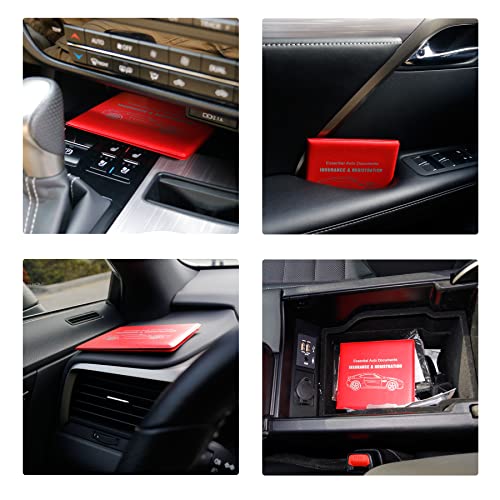 Car Registration and Insurance Card Holder (Leather Red)