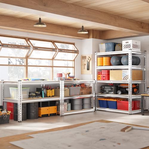 72.05" H Galvanized Garage Shelving for Basement Pantry Closet Shed (35.45" W x 17.72" D x 72.05" H / Sliver)