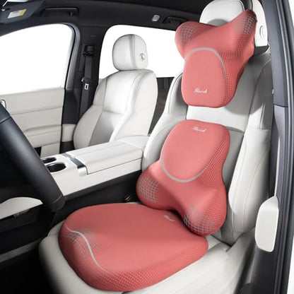 Car Seat Cushion and Lumbar Support Pillow for Office Chair Car (Red / 3 Pieces)