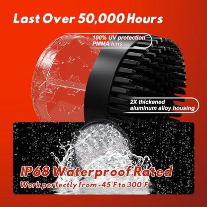 LED Light Pods Bar 4 Inch 30000LM 60W Round Spot Flood Amber White Driving Offroad Fog Work Backup Bumper for Truck Jeep ATV UTV SUV Tractor Motorcycle 4x4 Cart Trailer Boat Waterproof 2PCS (Round)