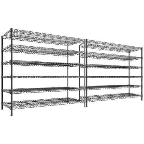 83"H Storage Shelves 3840LBS Metal Shelving Unit Garage Shelving Heavy Duty 6 Tier Commercial Adjustable Wire Shelving for Storage Rack for Pantry (83"H x 55.5"W x 18"D)