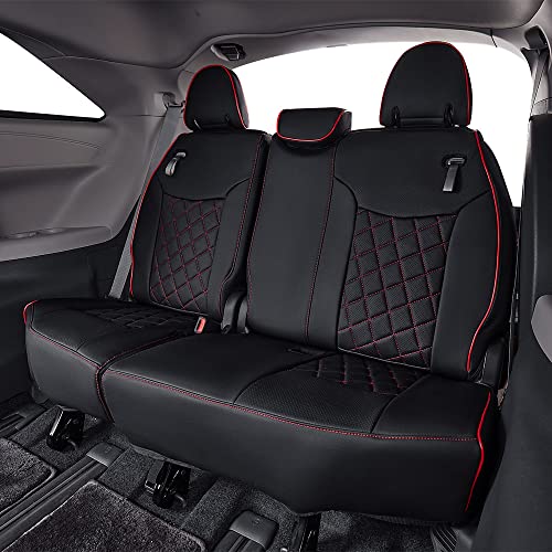 Sienna Seat Covers for 2021 (Leather(Black with Red Piping) / 2021-2026,2nd Row Captian Chair(Without Legrest))