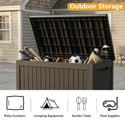 300 Gallon Outdoor Storage Box Waterproof Deck Box Patio Black (Black / 300 Gallon)