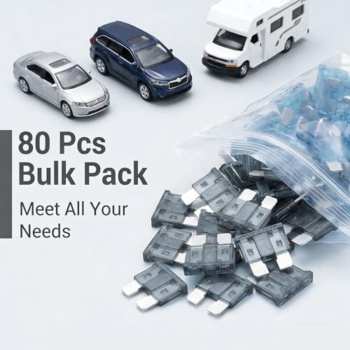 80Pcs) 25Amp Standard Fuse, 25A Car Blade Fuses for Car/RV/Truck/SUV/Motorcycle/Boat (25A)