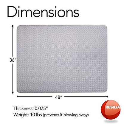 Garage Mat Prevents Stains Decorative Embossed Diamond Plate Pattern Black (Black)