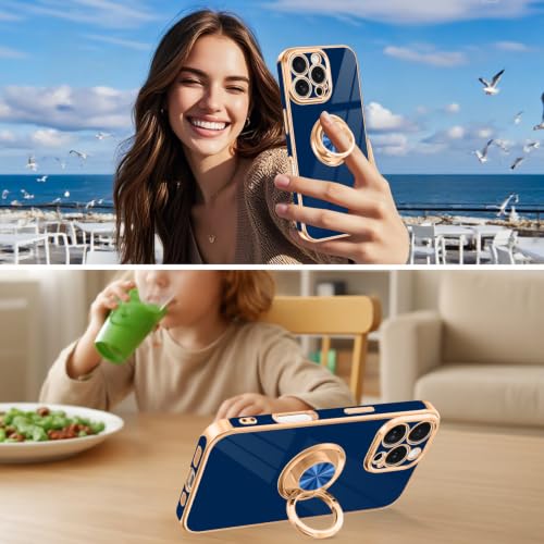 Designed for iPhone 16 Pro Case with Ring Stand Slim Blue (Blue / 6.3'' iPhone 16 Pro)