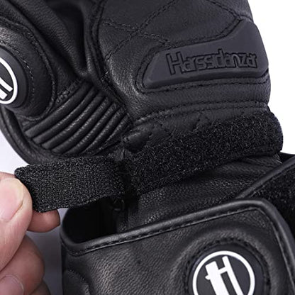 Unisex Leather Motorcycle Touch Gloves KM045 Black M (Medium / Black)