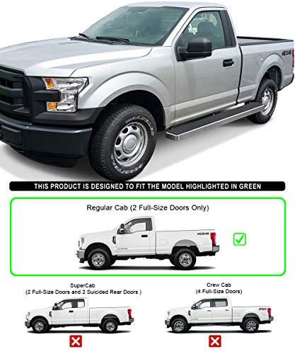 Wheel to Wheel Running Boards 6in Compatible with Ford F150 2015 (Silver / 6" W2W 6.5ft Bed)