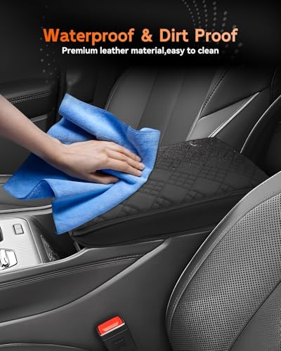 for 2025 2026 Jeep Wagoneer S Center Console Cover Armrest Box Cover for Wagoneer S (Wagoneer S Thickened Black Leather Square)