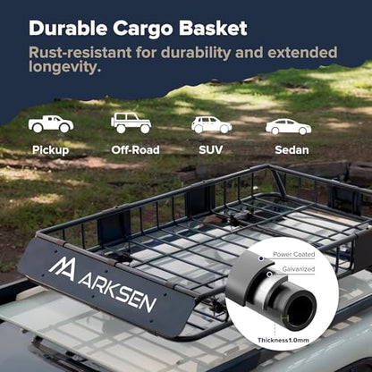 54" x 34" x 6" Roof Rack Cargo Basket with Bag (54" Roof Rack W/Bag, Net, 2 Straps)