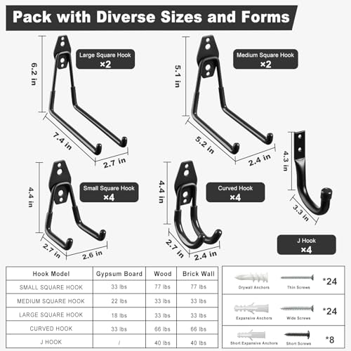 Garage Hooks 20 (Black)