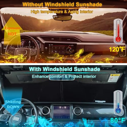 Premium Windshield Sun Shade for 2018 (for Wrangler JL 2018-2026/Gladiator 2020-2026)