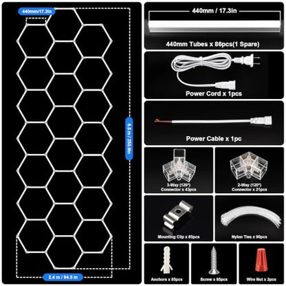 Hexagon Garage Lights 22 Girds (22-Girds / Non-Dimmable)