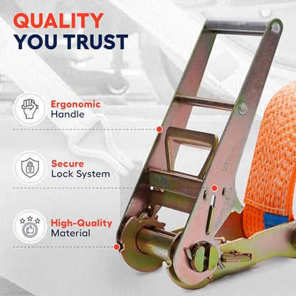 Heavy Duty 4 Inch x 30 Ft Ratchet Straps (4 inch X 30 ft 22000 lbs)