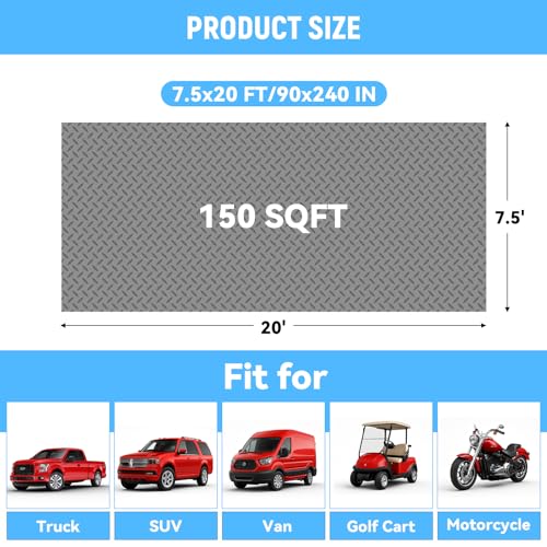 7.5x20 FT Garage Floor Mat (7.5x20 FT / Gray)