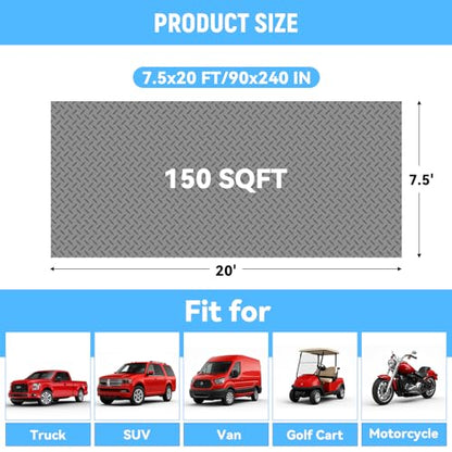 7.5x20 FT Garage Floor Mat (7.5x20 FT / Gray)