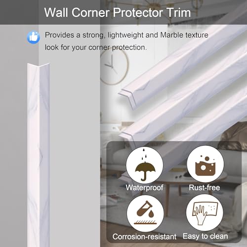 6 Pcs 49" Wall Corner Protector Trim (6pcs * White Marble)
