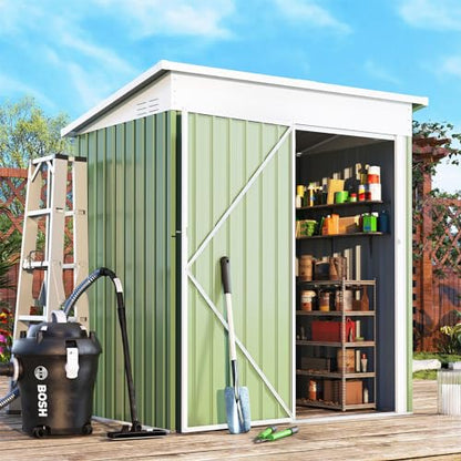 3' x 5' Metal Outdoor Storage Shed (GREEN / 3x5)
