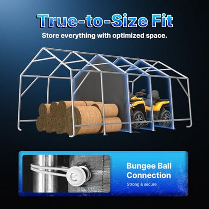 13x20 ft Carport 2 Roll up Doors & Vents Outdoor Portable Storage Shelter Garage Tent for Vehicle Boat Truck Anti (Dark Gray / 13'x20')
