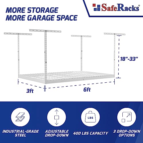 3x6 Overhead Garage Storage Rack (White / 18"-33")