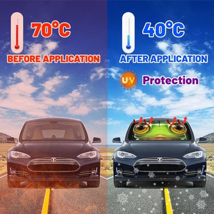 Frog Eye Car Windshield Sun Shade Umbrella Automotive Windshield Sunshade Foldable Front Car Accessories Interior Decor to Keep Vehicle Cool for Most Vehicles 57'' X 30'' (57'' X 30'' / style-AB31)