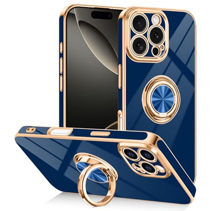 Designed for iPhone 16 Pro Case with Ring Stand Slim Blue (Blue / 6.3'' iPhone 16 Pro)