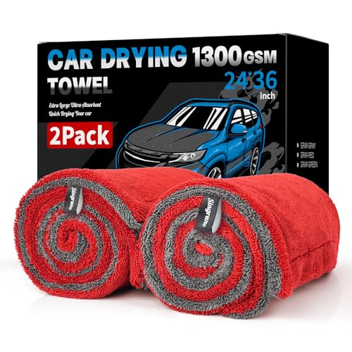 2 Pack XL Car Drying Towel (Gray-red)