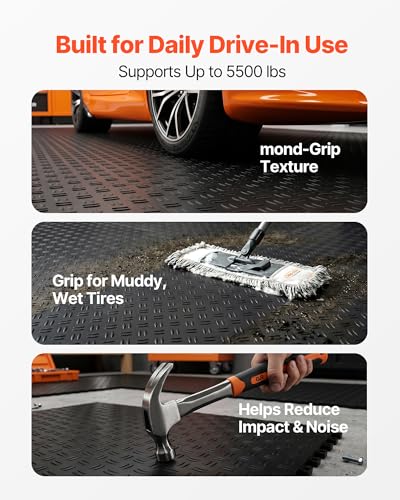 Garage Floor Tiles 12 x 12 x 0.53 inch Interlocking Design 50 Pack (50 Pack Tile / Black)