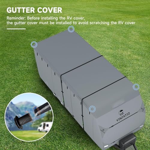 RV Cover 9 Layers Heavy Duty RV & Trailer Cover (Travel Trailer Cover(Grey) / Fits 14-16FT)