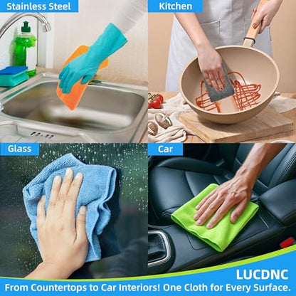 Microfiber Cleaning Cloths 16 Pack 8 Colors 11.5"x11.5"