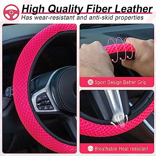 Elastic Stretch Steering Wheel Cover (Rose Red)