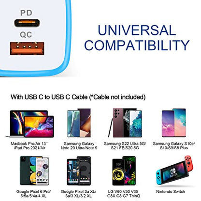 USB C Wall Charger (rose-red,blue,purple)