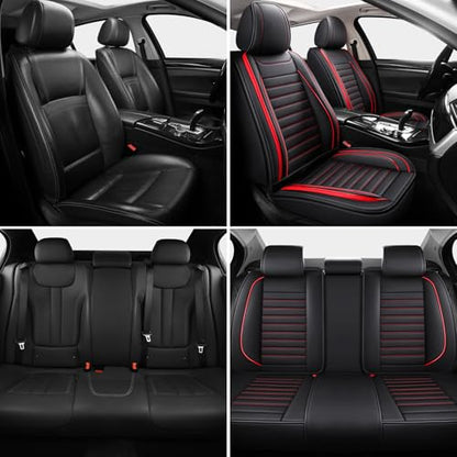 Leather Car Seat Covers Full Set (Red 2/Full Set)