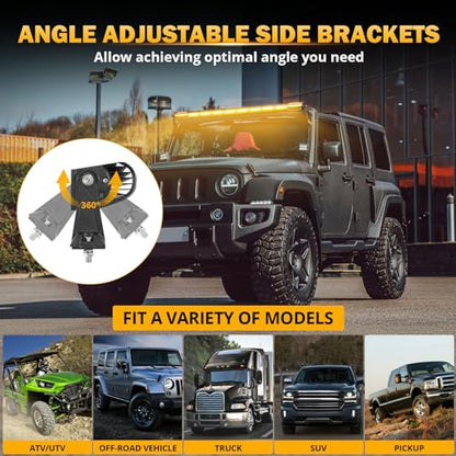 50 Inch LED Straight Light Bar 6 Modes Amber White Strobe Lights (Amber White 50" Straight)