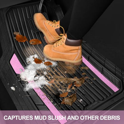 Heavy Duty Rubber Car Mats Metallic (Black Light Pink)