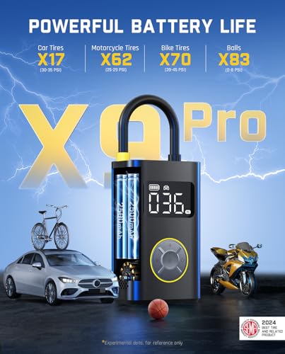 X9 Pro Portable Tire Inflator for Compact Car (Black)