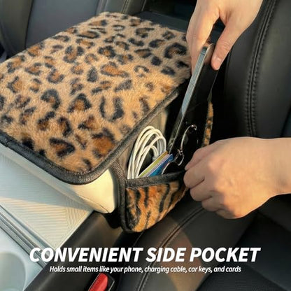 Plush Fuzzy Car Center Console Cover with Side Pockets