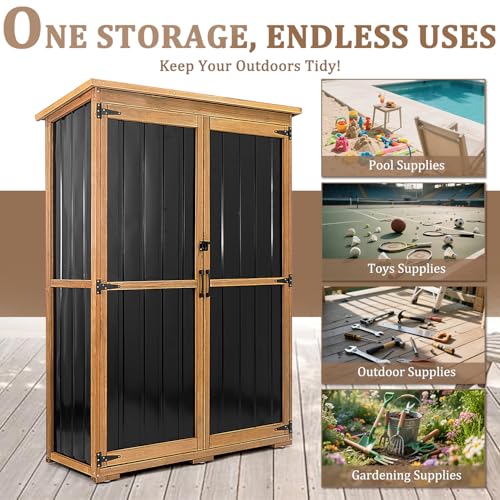 46" L Outdoor Storage Cabinet with Shelves (Black / 46" x 18" x 68")