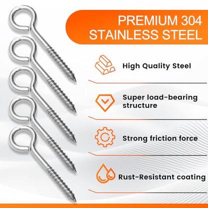 4Pcs Self Tapping Eyelet Screw Eye Bolt (M10-6 INCH)