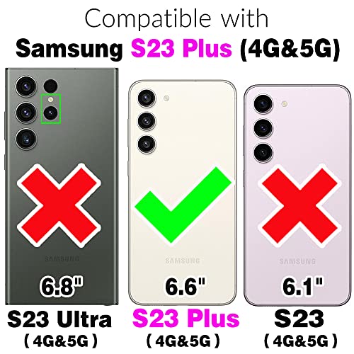 Compatible with Samsung Galaxy S23 Plus S23+ 5G Wallet Case and Screen Protector Crossbody Shoulder Strap Stand Magnetic Car Mount Cell Phone Cover for S23plus 23S + S 23 23+ SM (Purple / for S23 Plus)