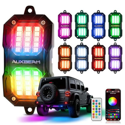 8 Pods RGB LED Rock Lights for Trucks UTV Boat (8 Pods)