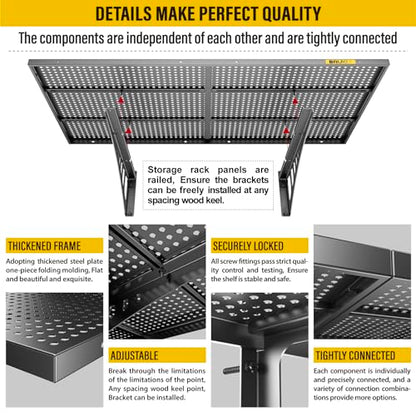 4Pack 2x3ft Adjustable Metal Garage Wall Shelving Heavy Duty Garage Storage Shelf Wall Mounted Black (2x3ft-4Pack / Black)