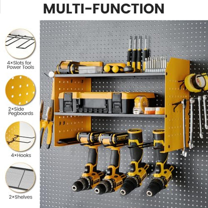Power Tool Organizer Wall Mount (3-Layer without Charging Station / Yellow)