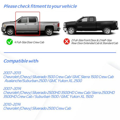 in Channel Rain Guards Fit for 2007 (For 07-13 Silverado 1500 Crew Cab)