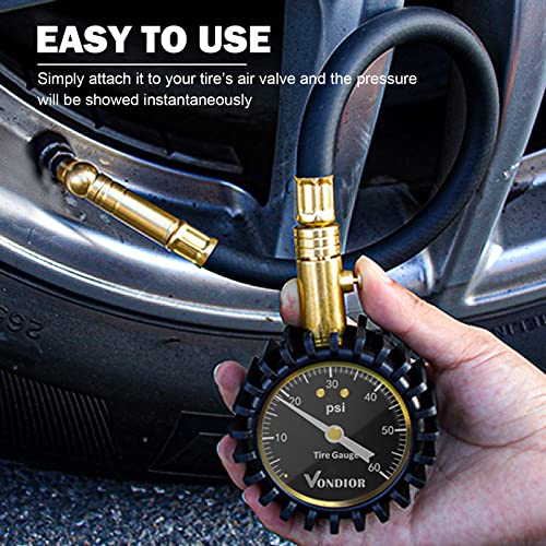 Tire Pressure Gauge (0-60 PSI / Black Tire Gauge w/ Tube)