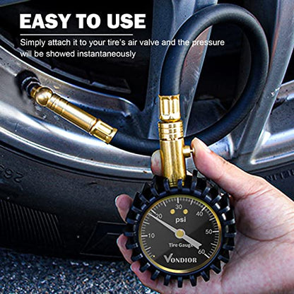 Tire Pressure Gauge (0-60 PSI / Black Tire Gauge w/ Tube)