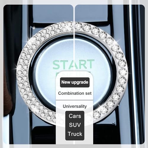 2 PCS Crystal Combinatorial Rhinestone Engine Start Decoration Ring (Set White)