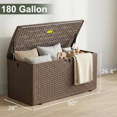 Premium Pro Edition 180 Gallon Lockable Resin Deck Box (Brown / 180 GAL)